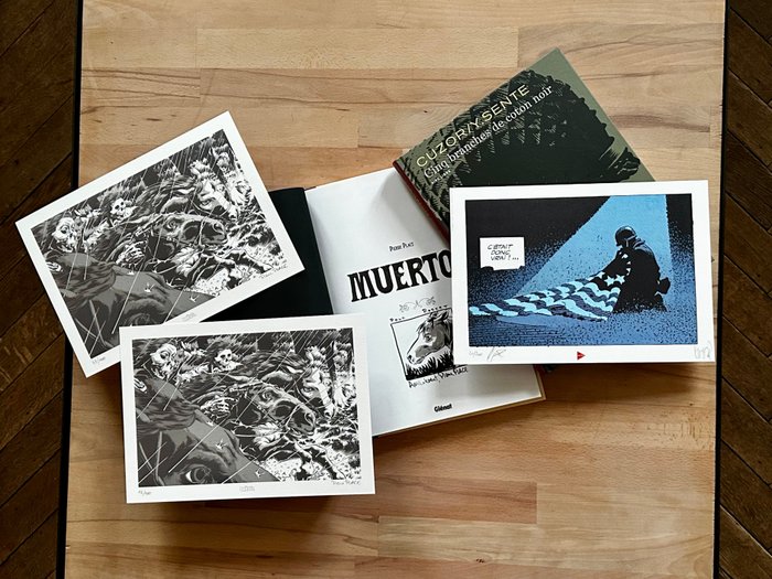 Muertos + Cinq branches de coton noir + 3x ex-libris + dédicace - 2x C - 2 Album - Primera edición - 2018/2020