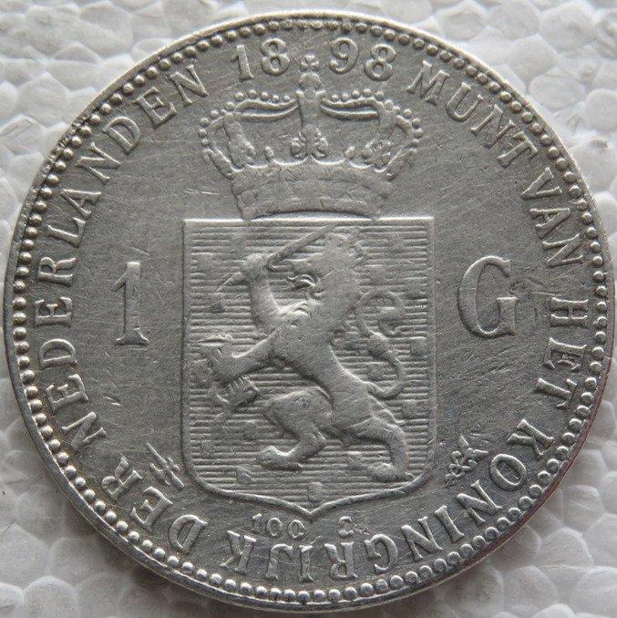 Nederländerna. Wilhelmina (1890-1948). 1 Gulden 1898  (Utan reservationspris)