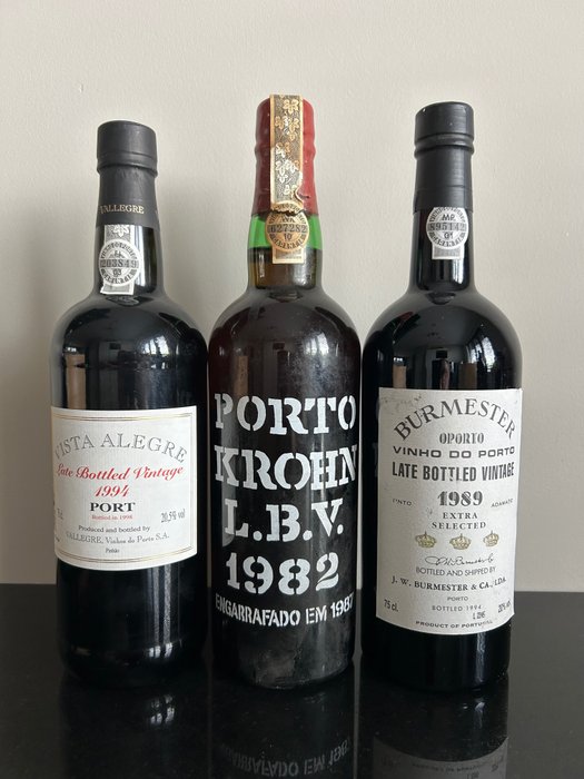 Late Bottled Vintage Port: 1982 Krohn, 1989 Burmester & 1994 Vista Alegre - 斗羅河 - 3 瓶 (0.75L)
