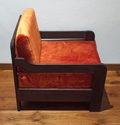 扶手椅 - 木, 絲絨