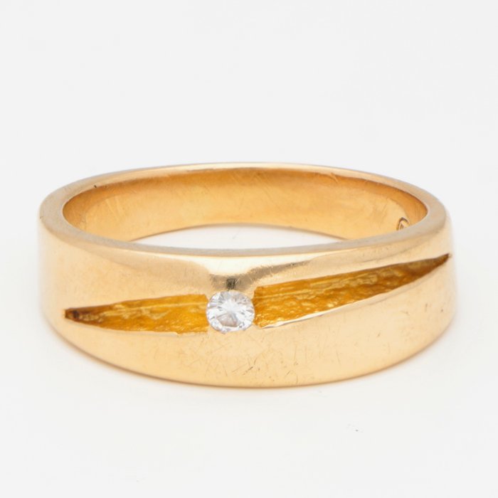 Anello - 18 carati Oro giallo -  0.05 tw. Diamante 