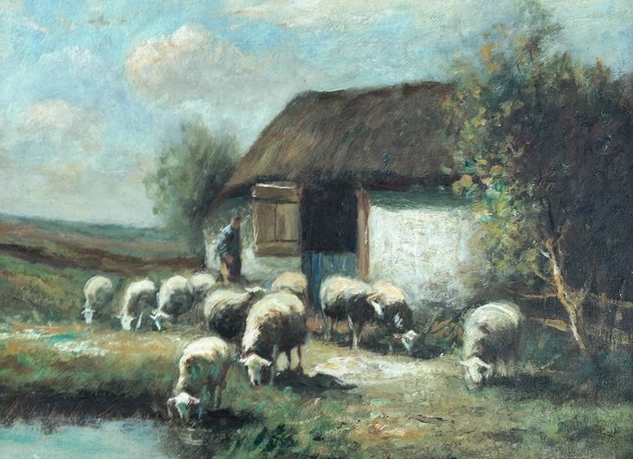 Piet Bouter (1887 - 1968) - Herder met schaapskudde
