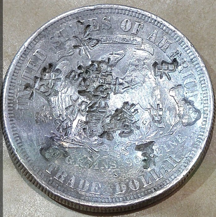 Verenigde Staten. Trade Dollar 1878-S with Chinese chop marks  (Zonder Minimumprijs)