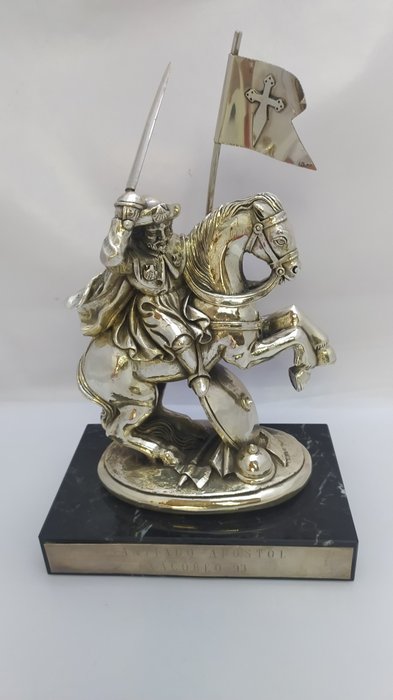 Figure - Apostol Santiago a caballo. - Marble, Silver