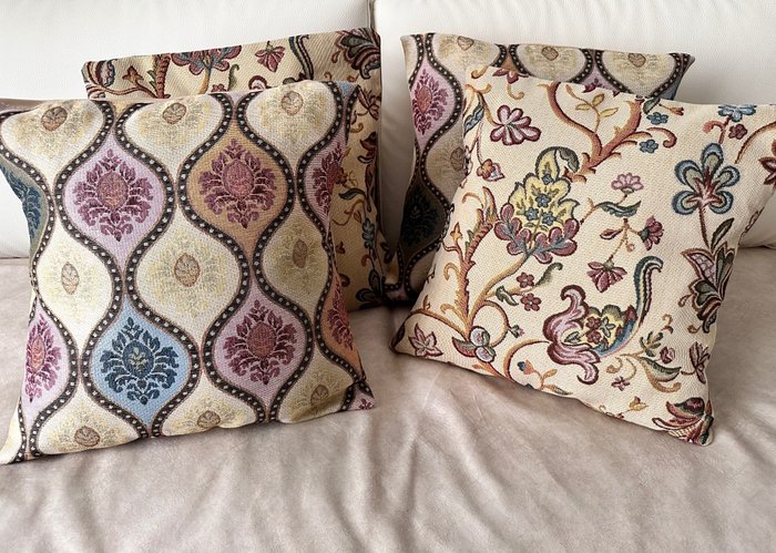 Delicious rustic jacquard gobelin floral and geometric cushions - Cushion