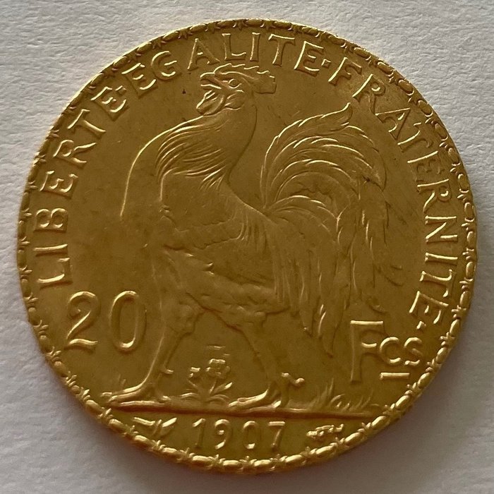 Frankrig. Third Republic (1870-1940). 20 Francs 1907 Marianne  (Ingen mindstepris)