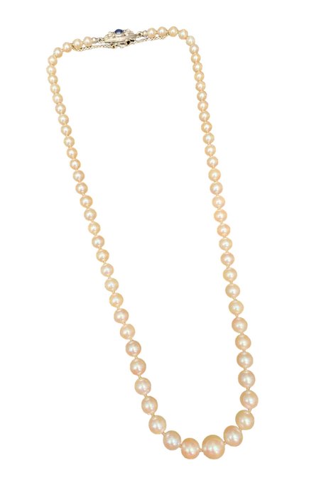 Ohne Mindestpreis - Halskette - 18 kt Weißgold Perle 
