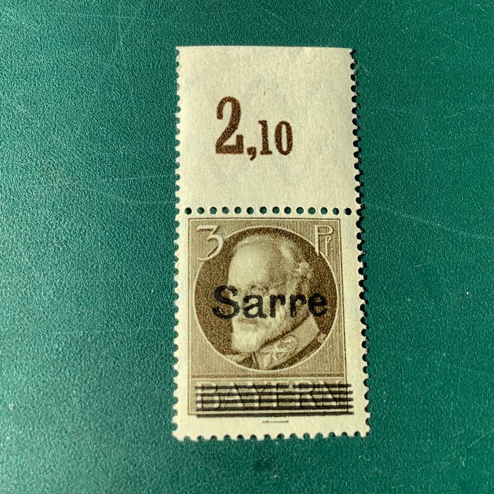 薩爾盆地地區 1920 - 未發行 3Pf 郵票，附 OR 和套印 Sarre - Michel B31 OR