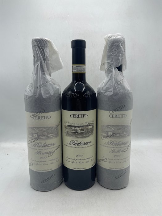 2018 Ceretto: Barbaresco Gallina, Barbaresco Bernadot & Barbaresco - Piedmont DOCG - 3 Flasker (0,75 L)