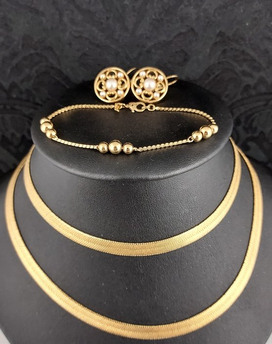 collier et boucles d'oreilles NAPIER et bracelet MONET - Placat cu aur - Set de bijuterii din 3 piese