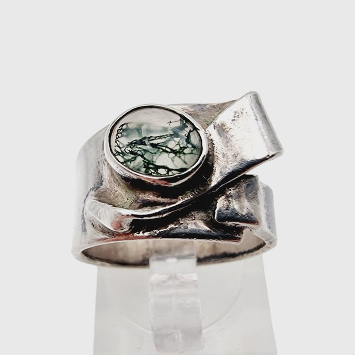 Ohne Mindestpreis - Moss Agate - Ring Silber 