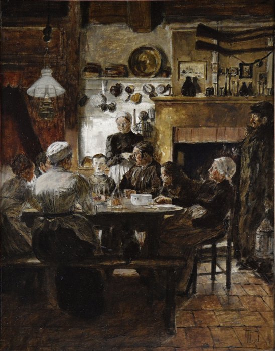 Hermann Vogel (1854-1918) -  École Allemande - Le repas a la ferme