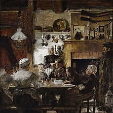 Hermann Vogel (1854-1918) –  École Allemande – Le repas a la ferme