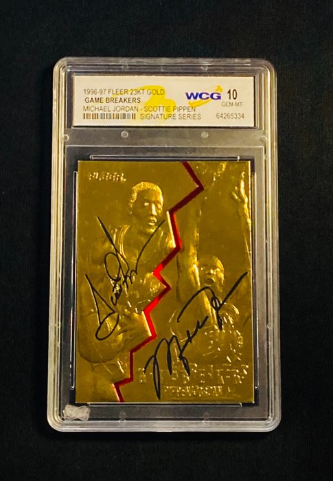 1996/97 - Fleer - 23KT Gold - Michael Jordan / Scottie Pippen - Game Breakers - Signature Series - 1 Graded card - WCG 10