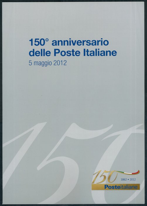 Italienische Republik 2012 - Flugblatt auf Silberfolie: 150. Jahrestag der Post - Sassone n. 18