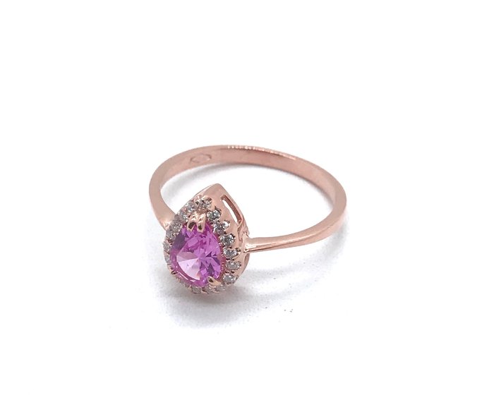 没有保留价 - NESSUN PREZZO DI RISERVA - 戒指 - 18K包金 玫瑰金 紫锂辉石 - 钻石
