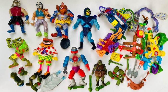 Playmates Toys 1989 - Brinquedo 8x Figurines: les Tortues Ninja + accessoires + Masters of Universe