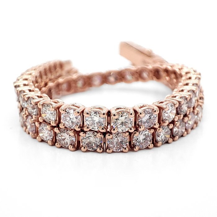 没有保留价 - 4.92 Carat Pink Diamonds Bracelet - 手镯 - 14K包金 玫瑰金 