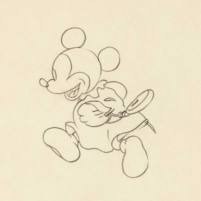 "Mickey's Nightmare". Walt Disney Studios of 1932 - 原创动画绘图+证书 - Mickey Mouse