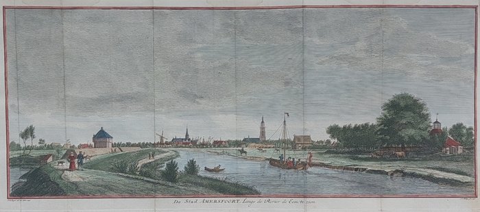 Nederland, Byplan - Amersfoort; Isaak Tirion - De Stad Amersfoort, langs de Rivier de Eem te zien - 1753