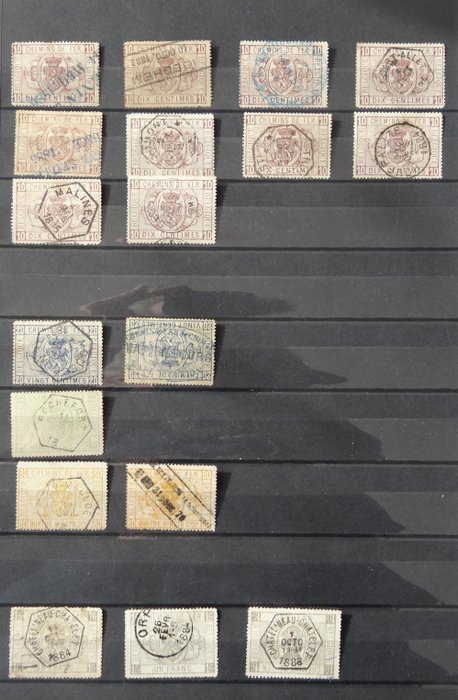 Bélgica 1895/1914 - Lote OCB/COB de 209 sellos TR para bonitas cancelaciones de las 4 primeras series (entre 1 y 47)