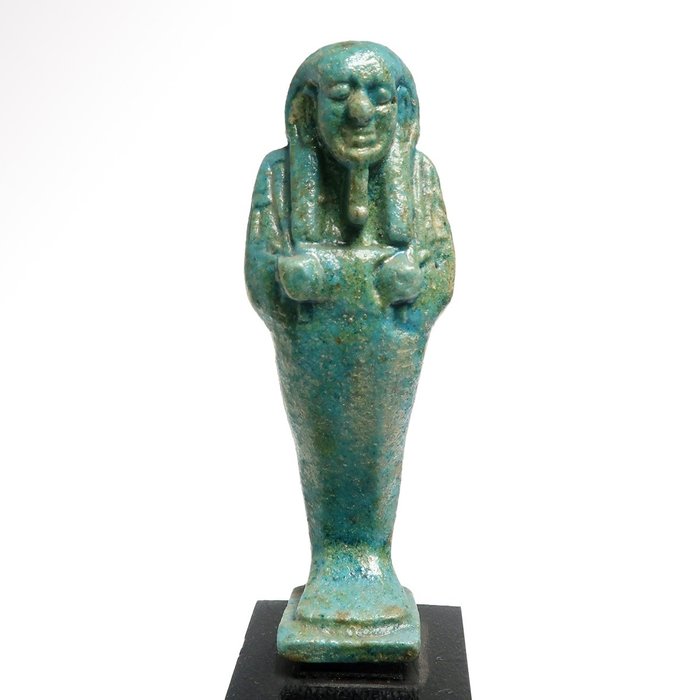 Antigo Egito, Pré-dinástico Faience Shabti Turquesa Brilhante