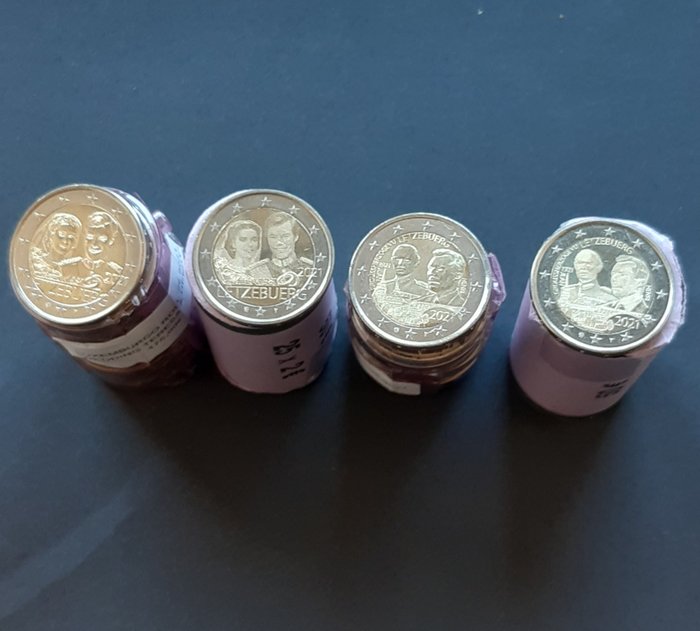 盧森堡. 2 Euro 2021 (100 moedas) em 4 rolos