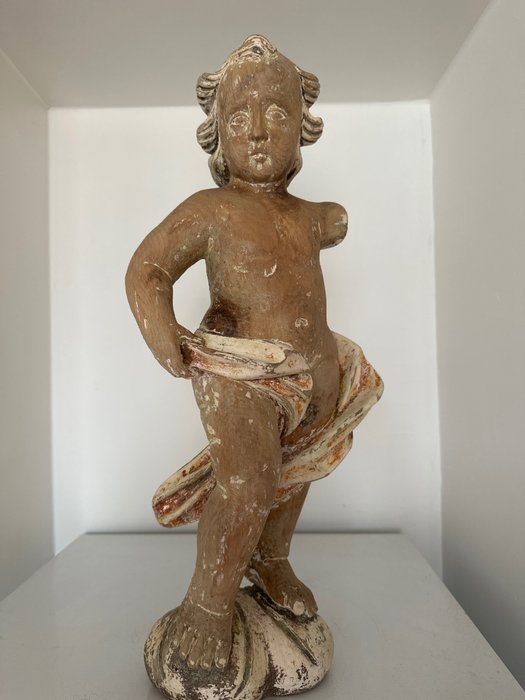 雕刻, Barok Putto 18th century - 50 cm - 木