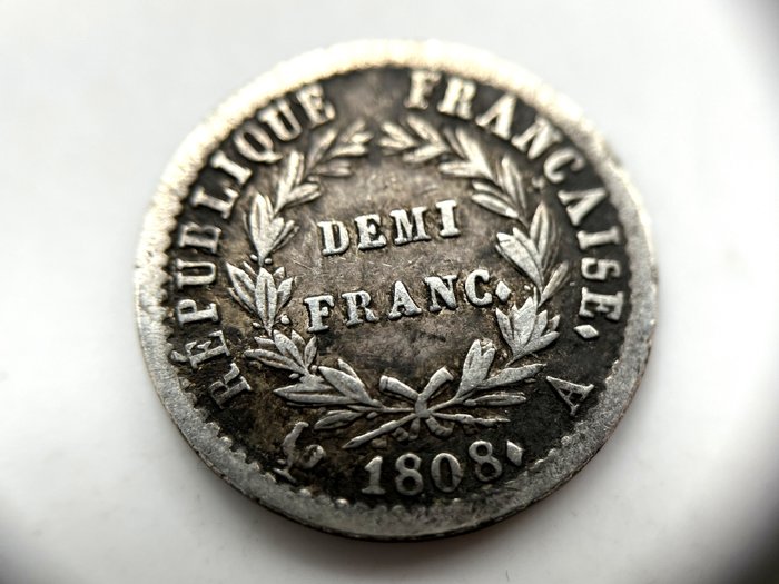 Frankrike. Napoléon I (1804-1814). 1/2 Franc 1808-A, Paris  (Ingen reservasjonspris)