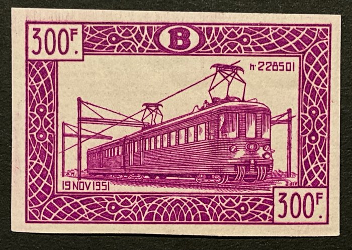 比利时 1949 - 铁路邮票“机车” - 最高价值 300fr - 未损坏 - OBP TR321 ND