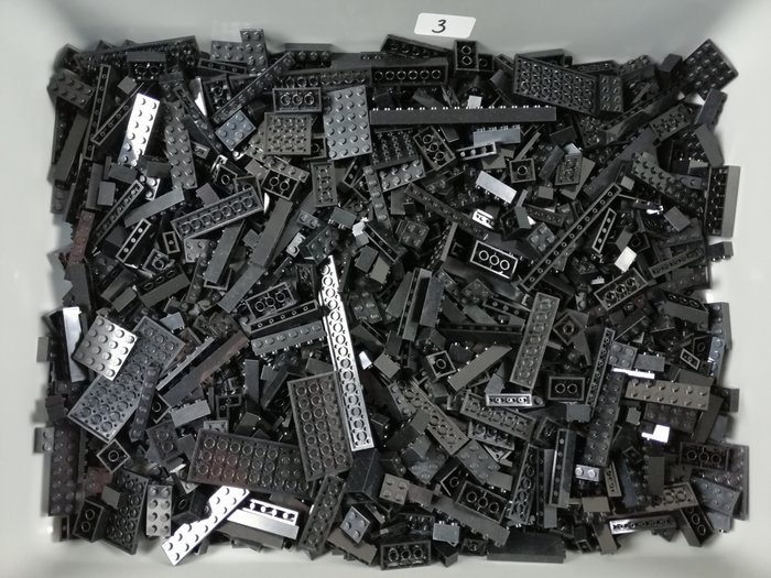 Lego - geen serie - Partij van 1000 zwarte bouwstenen - 1990-2000