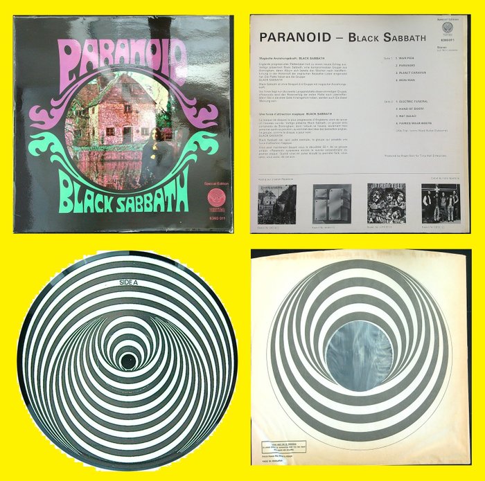 Black Sabbath (Switzerland 1970 1st pressing SWIRL LP) - Paranoid (Hard Rock, Heavy Metal) - LP专辑（单品） - 1st Pressing, 眩晕漩涡标签 - 1970
