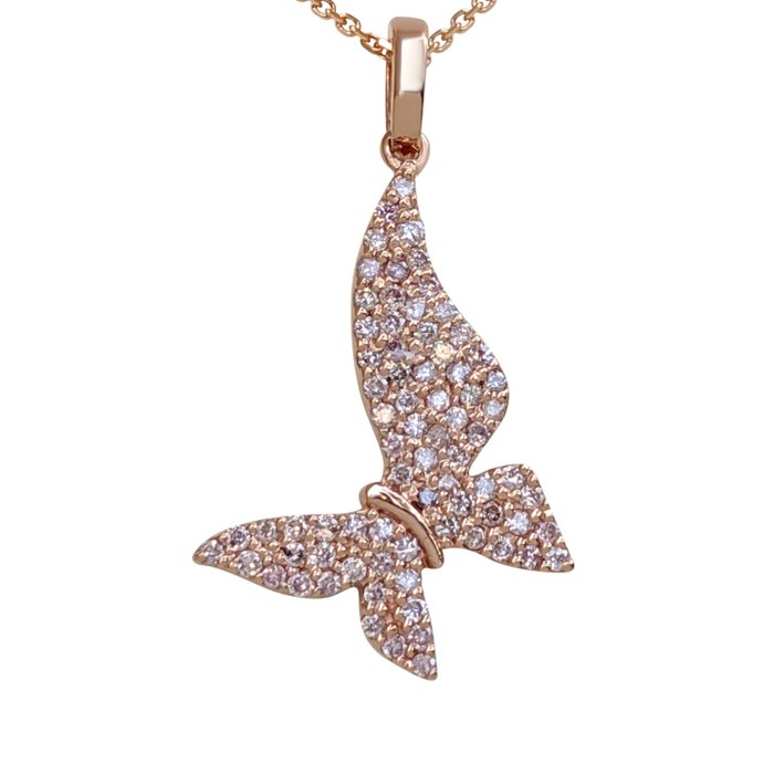 No Reserve Price - Necklace with pendant - 14 kt. Rose gold -  0.25 tw. Pink Diamond  (Natural coloured) 