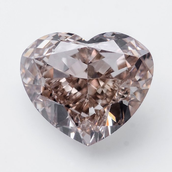 1 pcs Diamant - 0.52 ct - Brillant, Herz - Fancy braun - VS2