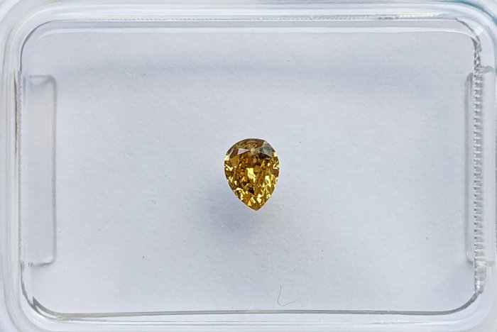 Diamante - 0.15 ct - Pera - amarillo amarronado vivo fantasía - I1, No Reserve Price