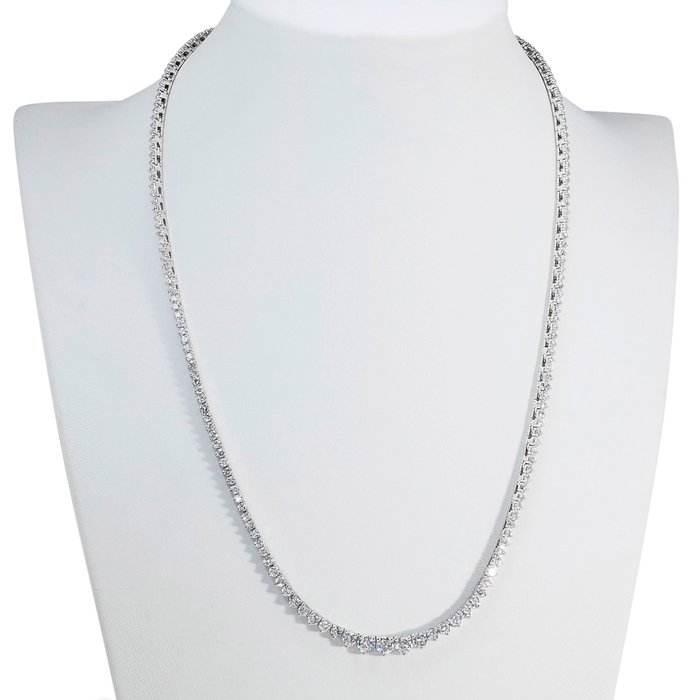 Halskette - 18 kt Weißgold -  7.63ct. tw. Diamant  (Natürlich)