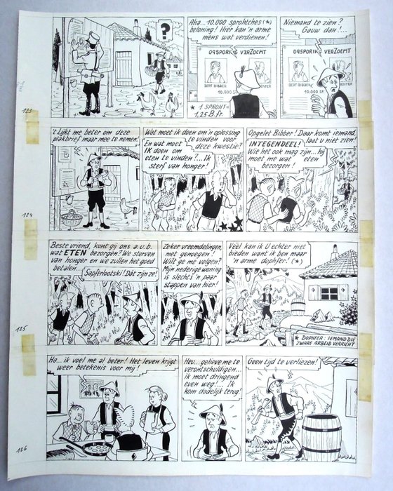 Pom - 1 Original page - Piet Pienter en Bert Bibber 9 - Buldaares Rhapsodie - 1958