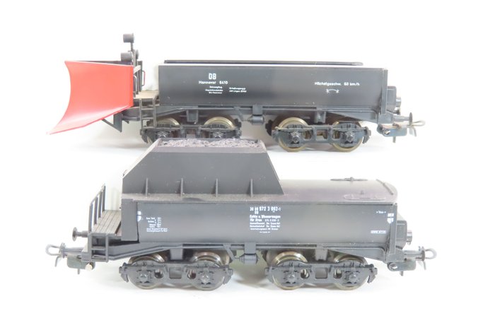 Liliput H0 - 309 09/810 09 - 模型貨運火車 (2) - 四軸“Wannentender”，配備除雪機和招標車 - DB