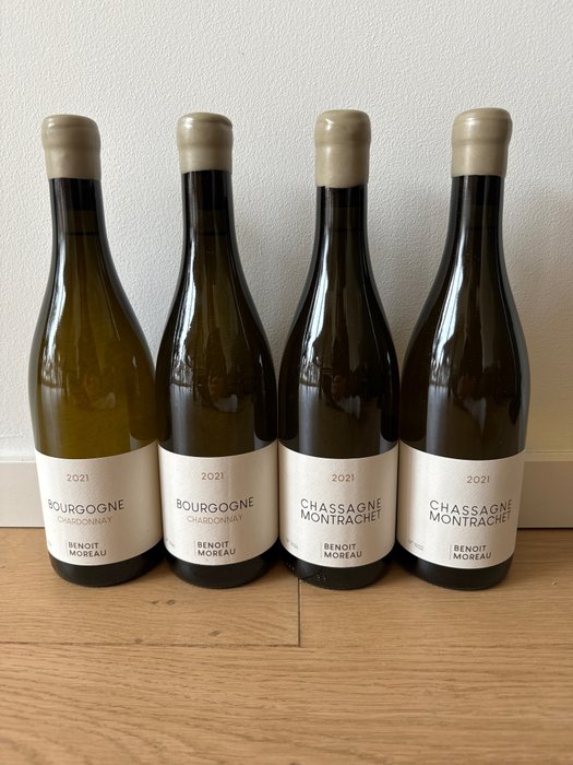 2021 Benoit Moreau x 2 Bourgogne Blanc& x 2 Chassagne Montrachet - Burgundia - 4 Butelki (0,75l)