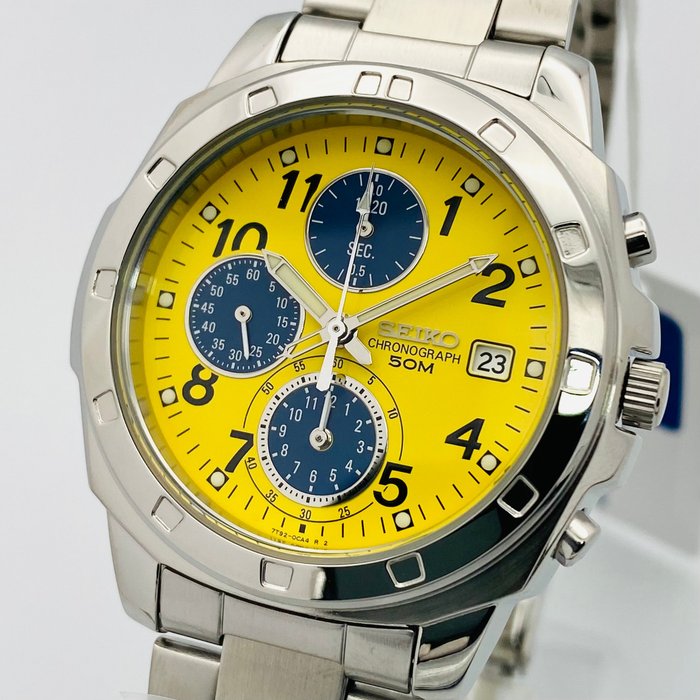 Seiko - Seiko Chronograph Yellow Dial 50m. Date - Utan reservationspris - Män - 2011-nutid