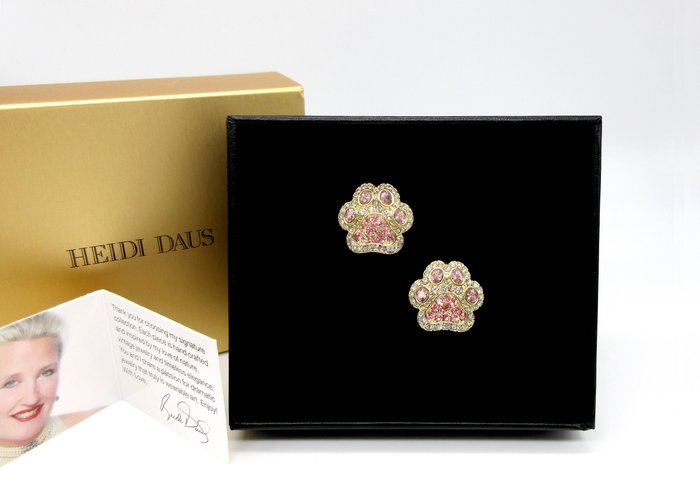Heidi Daus - Love paws σε ροζ "Pretty Paw Print" κρύσταλλα Swarovski® - Σκουλαρίκια με κλιπ