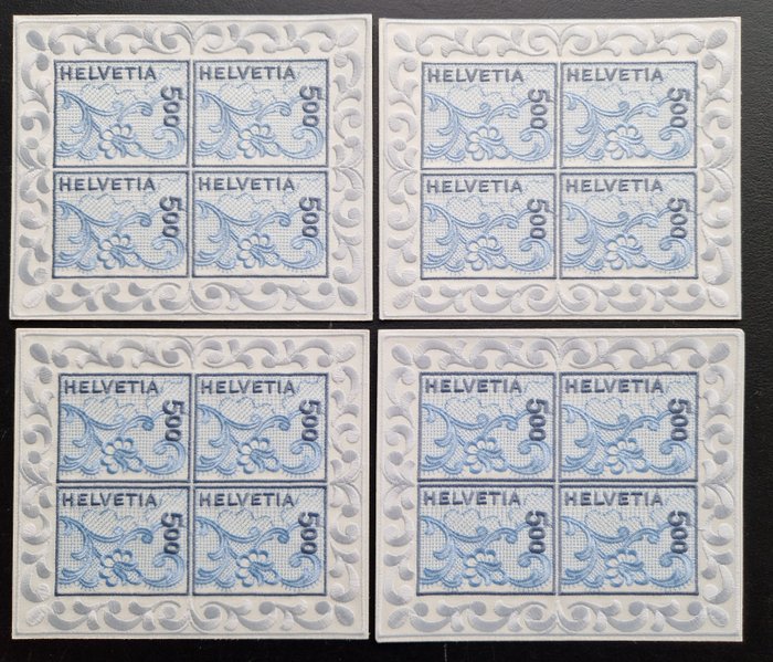 Zwitserland 2000 - 4 x het dure herdenkingsblok '500 jaar HELVETIA' met een totale cataloguswaarde van bijna 900 euro! - Michel 1726