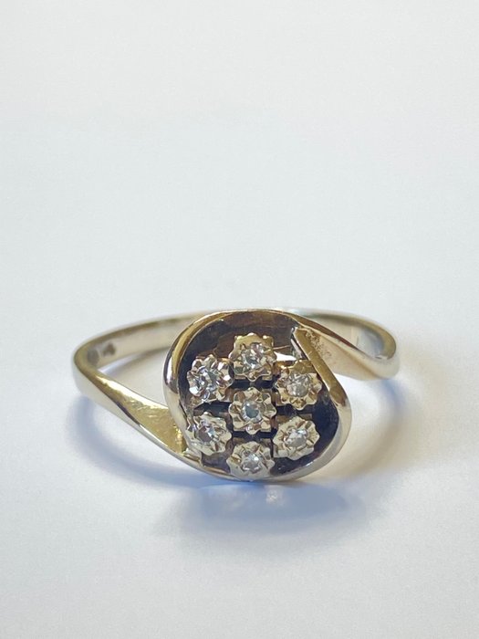 没有保留价 - 戒指 - 18K包金 白金 -  0.07 tw. 钻石  (天然) 