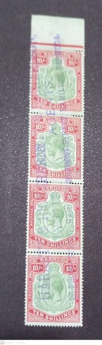 Bermuda  - bermudaremsa om 4 st frimärken 10 shilling