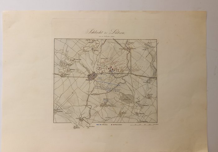 Europa, Kart - Tyskland / Lutzen og Breitenfeld; anonimo - 1821-1850