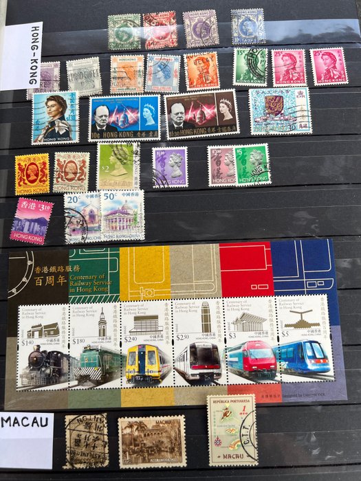 亚洲  - 亚洲邮票收藏，数百枚邮票，许多块
