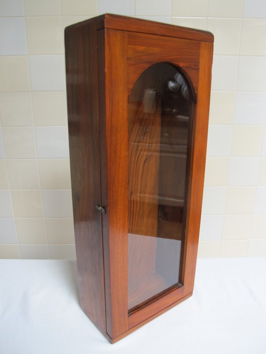 Cupboard - Antique high solid wood wall display cabinet 1930 - Wood and glass
