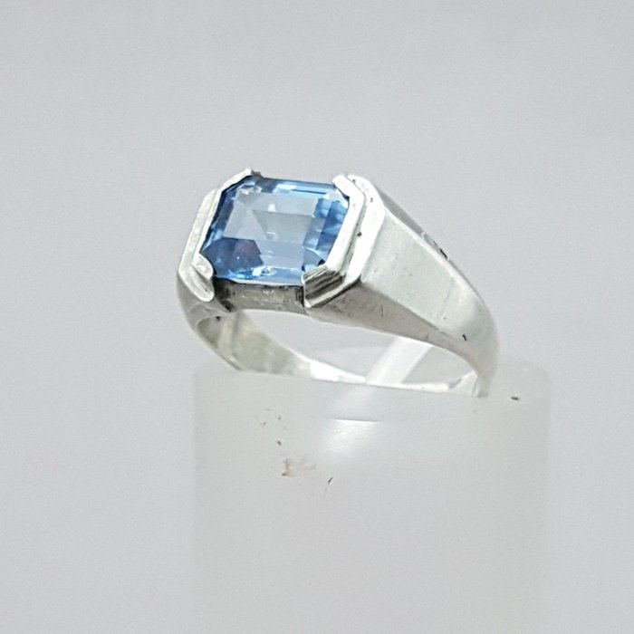 Utan reservationspris - Art Deco Blauwe Spinel(Getest) - Ring Silver 
