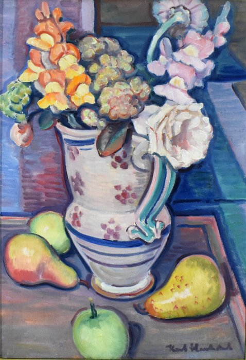 Kurt Hinrichsen (1901-1963) - Stilleven met bloemen en fruit