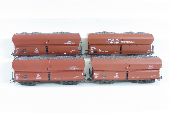 Roco H0轨 - 46239/46244 - 模型火车货运车厢 (4) - 4 台四轴自卸机/副卸机 - DB